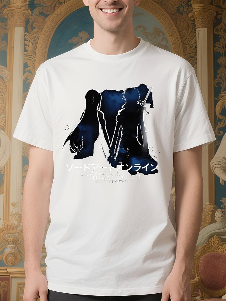 Sword Art Online Anime Graphic Tshirt - White Crew Neck T...