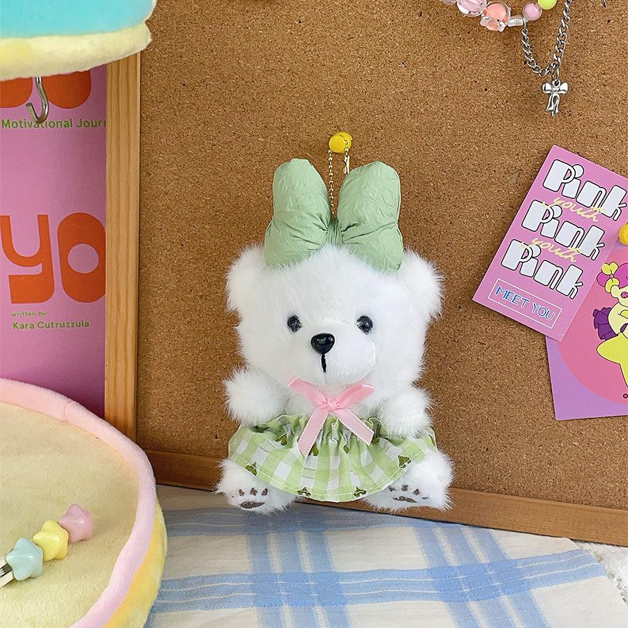 Cartoon Plush Bow Bear Doll Schoolbag Pendant Bag Hanging Ornaments for Couples and Girlfriends Dolls Gifts