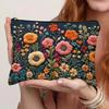 Lightweight Portable Women Makeup Pouch Large Capacity Double-sided Printed Handbag Floral Cosmetic Storage Bag