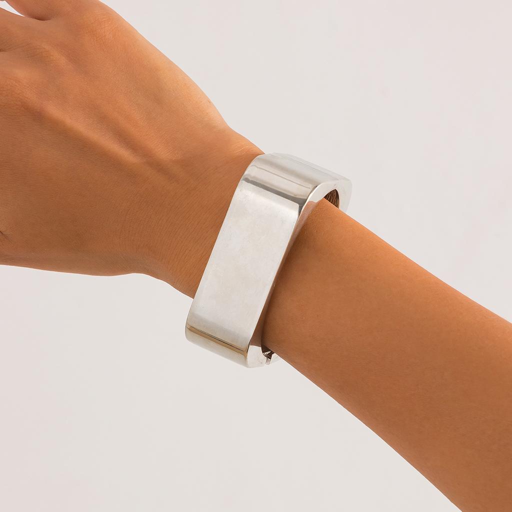 Ingemark Punk Big Chunky Metal Wide Cuff Bangles for Women Fashion Statement Vintage Geometric Spring Bracelets Grunge Jewelry