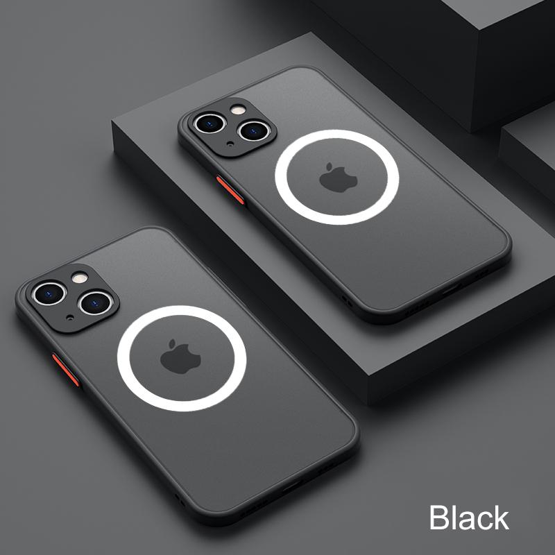 Matte Armor For Magsafe Magnetic Wireless Charging Case For Iphone 14 13 12 Pro Plus Max Mini Transparent Hard Pc Defender Funda