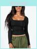 T Shirt For Women Sweater Knit Long Sleeve With Ribbed Design For Streetwear Fashion
