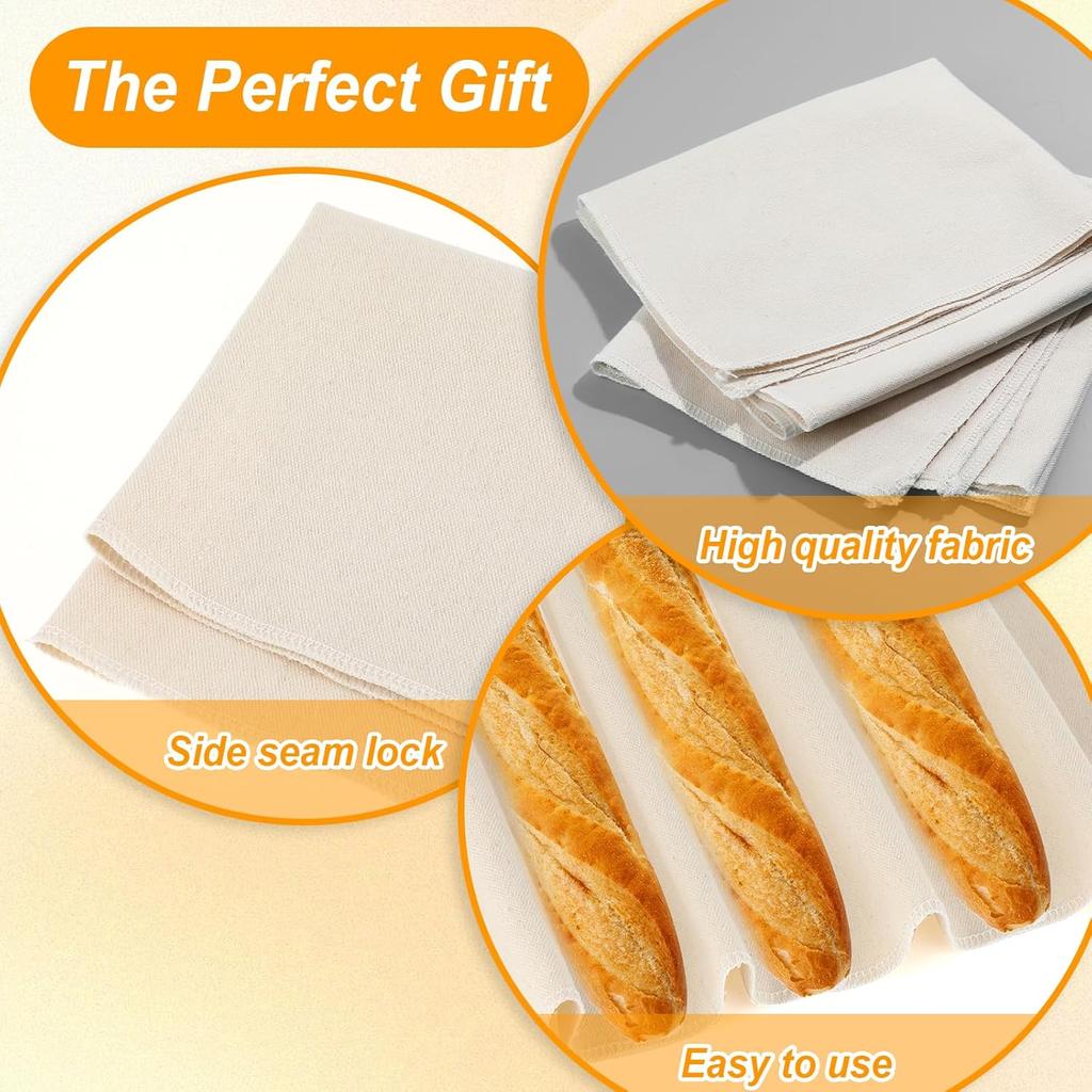 Pastry Cloth for Rolling Dough, Bread Cloth, 14x17.7 Inch Heavy Duty Linen Proofing Cloths for Bread Dough, Baguettes