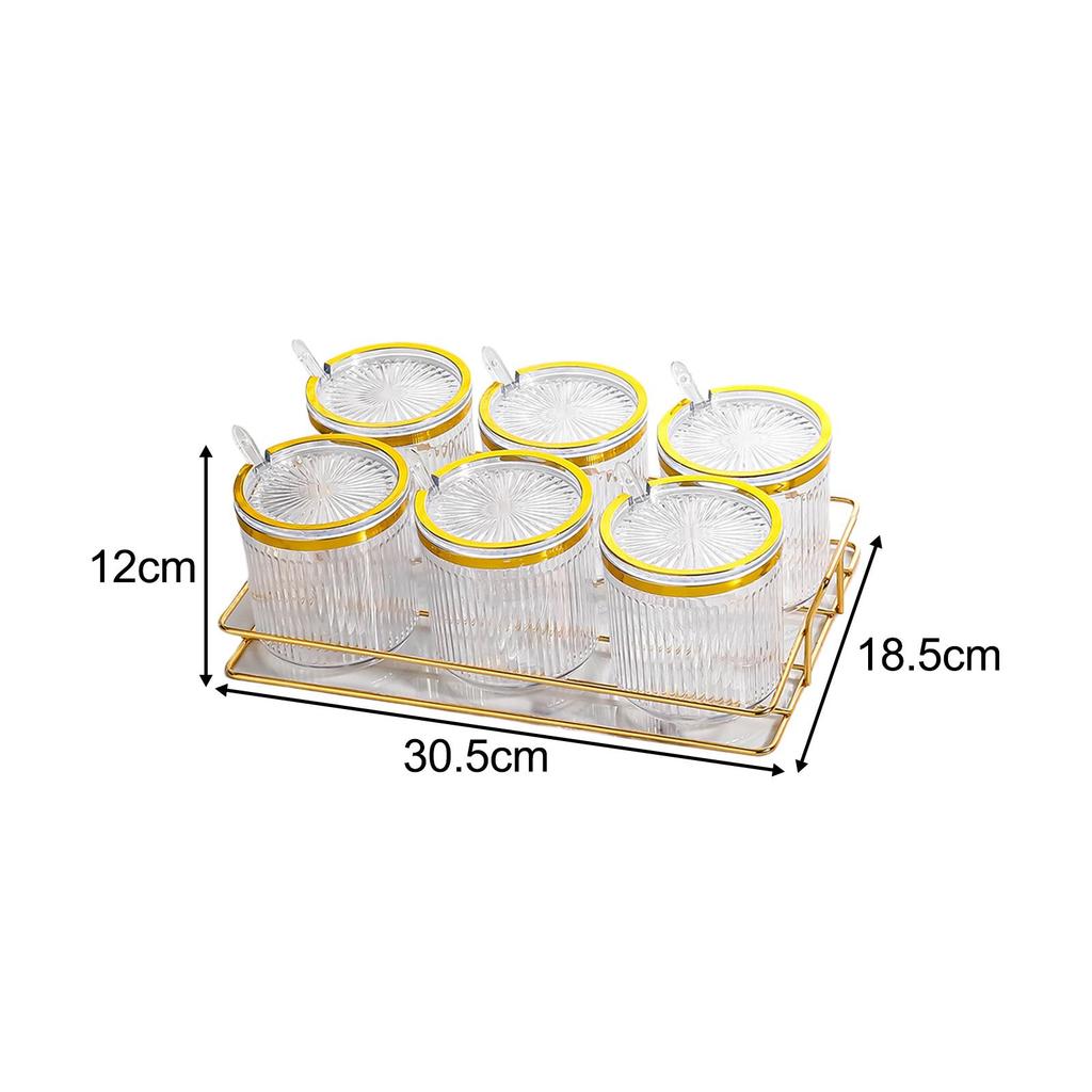 Clear Seasoning Box Jar Set Multipurpose Kitchen with Tray Pot for