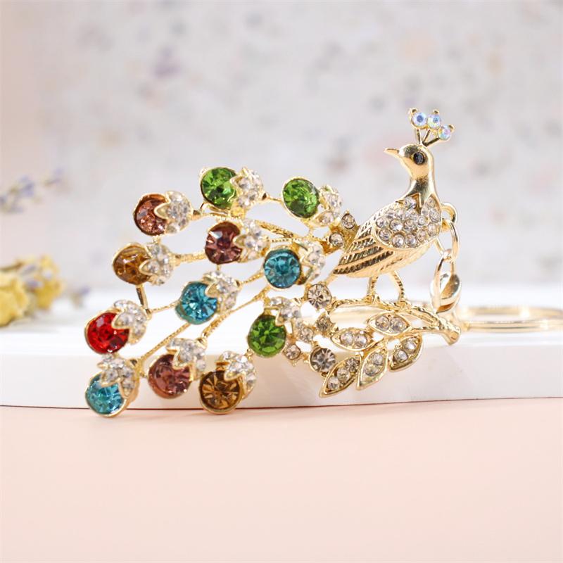 Rhinestone Bee Wing Keychain for Women Men Metal Gold Color Insect Animal Pendant Key Rings Jewelry porte clefs