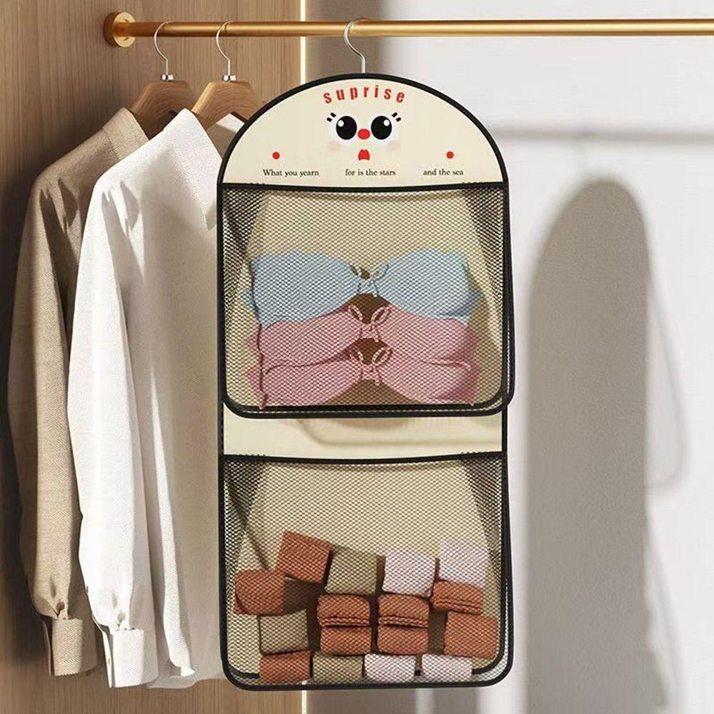 

1/2 Layer Underwear Socks Storage Bag Reusable Hanging Mesh Bag Vegetable Storage Net Bag Bedroom Pink-1 Layer