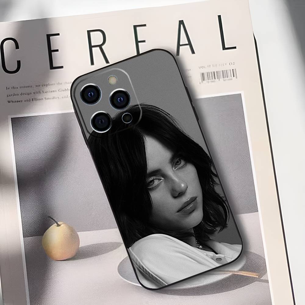 Singer B-Billie Eilish Phone Case For IPhone 17,16,15,14,13,12,11,Plus,Pro,Max,Plus,XS,soft Case Black Silicone