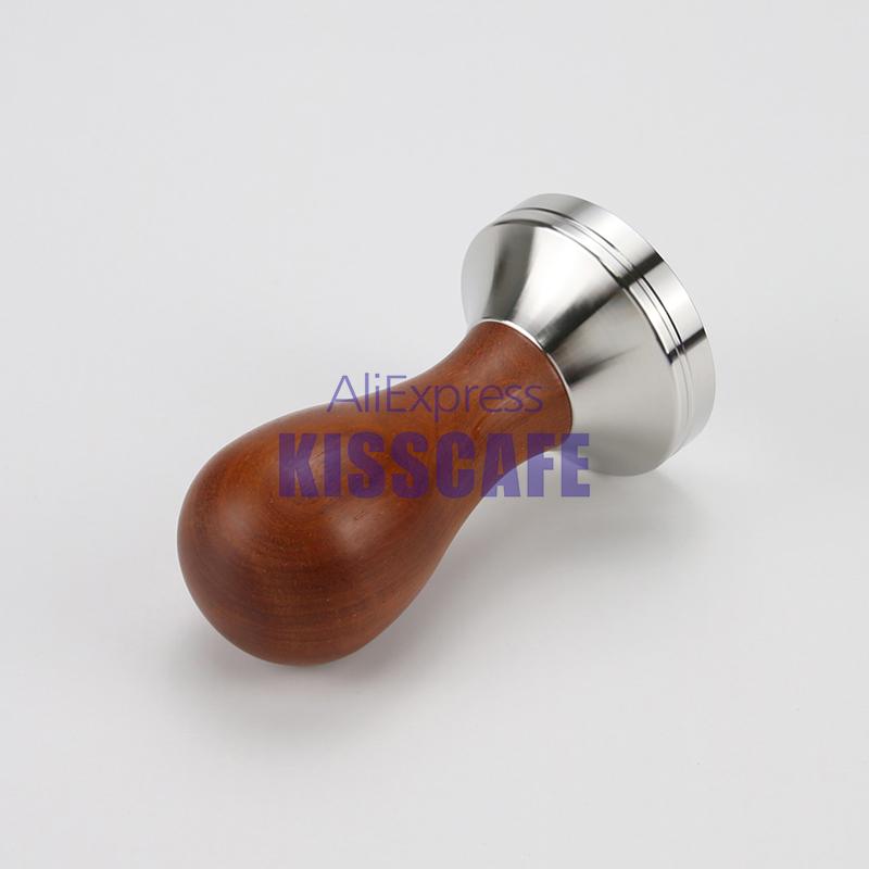 304 Edelstahlbasis Rotes Holzgriff Tamper 41MM 49MM 51MM 53MM 58MM 58.35MM Kaffeepulverhammer Kaffeezubehör
