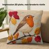 Federa Cuscino 2D Piatto - # Pettirosso Autunnale Custodia Quadrata Cuscino Foglia Autunnale Rustica Per Divano Letto Camera da Letto Decorazioni per la Casa