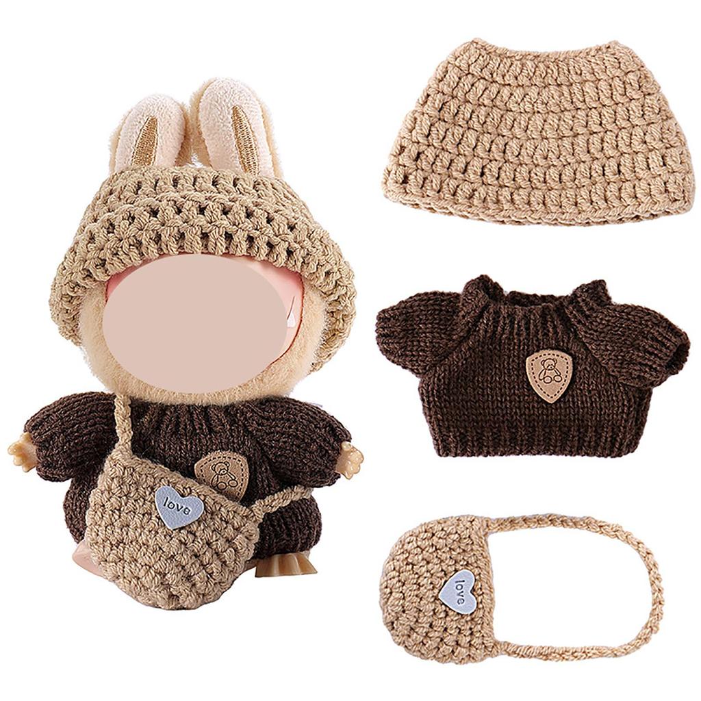Cute 17cm doll clothes, plush toy outfit, doll clothes, adorable, compatible with Labubu dolls, costume.