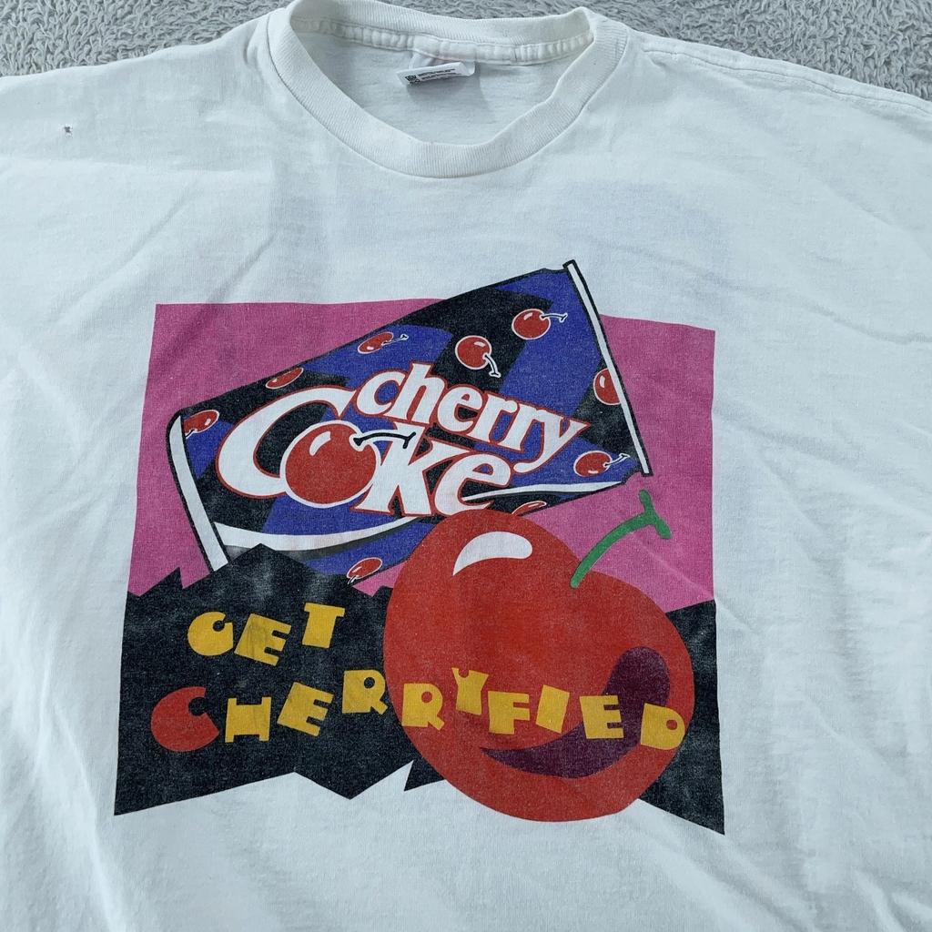 Vtg Coca-Cola Cherry Coke 2-Sided Schlaf-T-Shirt XL Weiß Hergestellt USA Limonade 90er Jahre