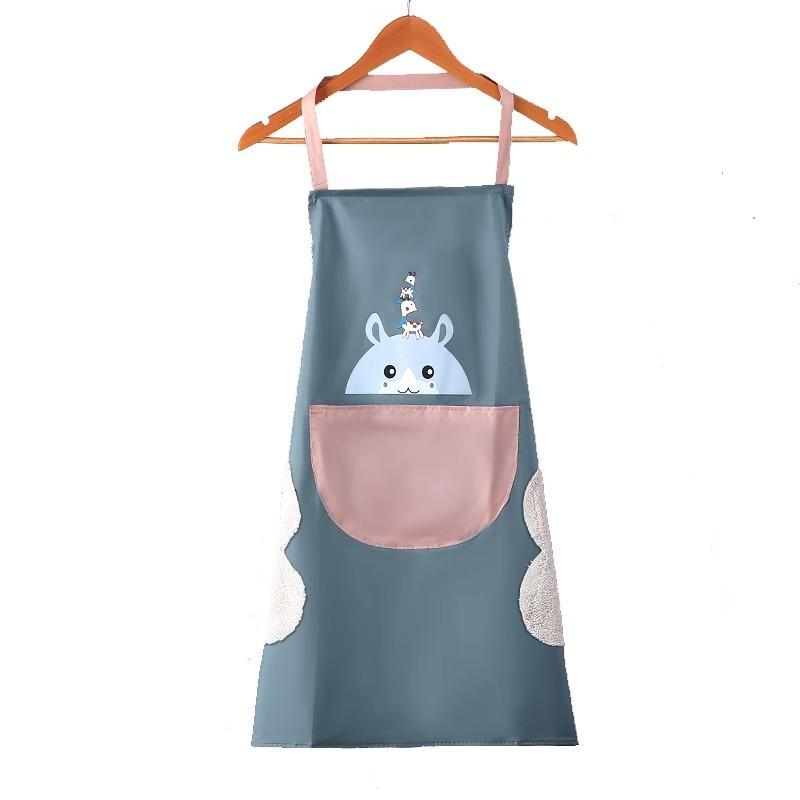 Waterproof and Stain-resistant Hand Towel Apron, Garland Rabbit Kitchen Apron, Neck-hanging Waist Cartoon Apron