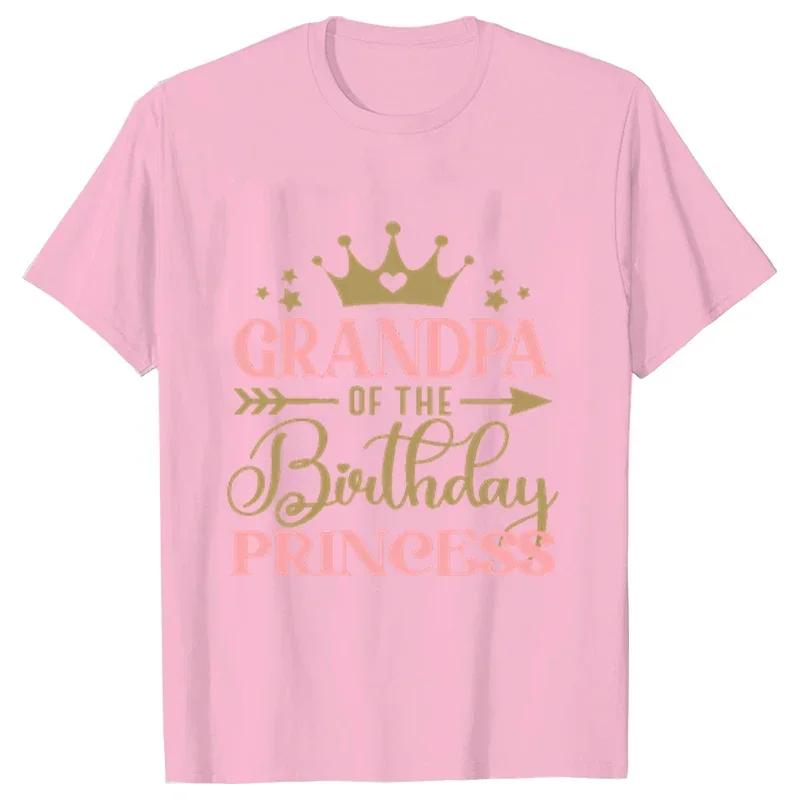 Birthday Princess Bundle Dad Mom of The Girls Birthday Party Tshirt O Neck Tops Short Sleeve White Pink Aesthetic Clothes