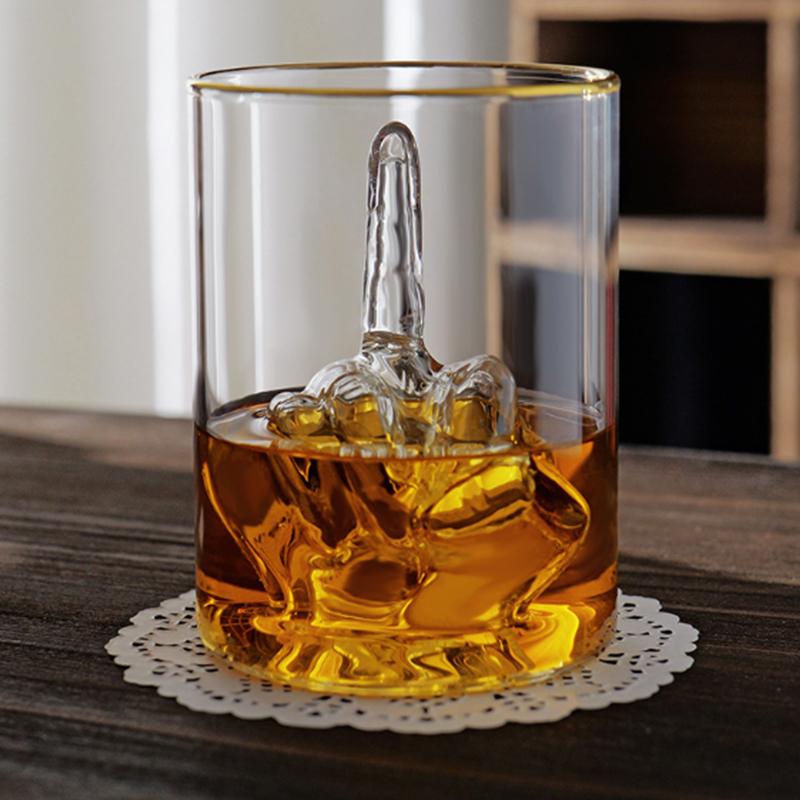 

Funny Glass Premium Up Yours Funny Glass For Liquor Beer Luxurious Gold Rim Cup Bar Accessories 1PCS