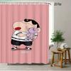 Crayon Shin-Chan Umbrella Walking Cartoon 2D Print Waterproof Shower Curtain, Minimalist White Bathroom Decor With Hooks