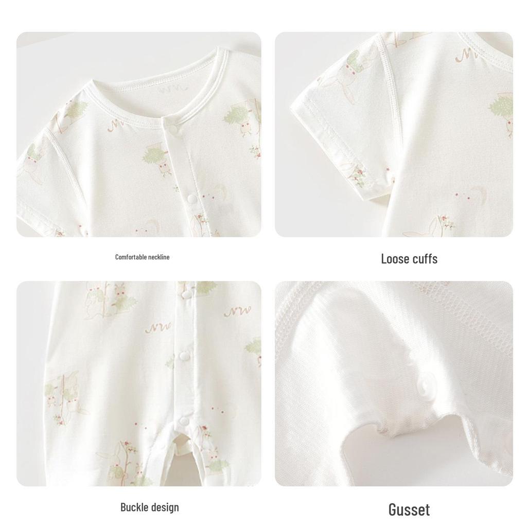 Infant Summer Romper - Short Sleeve Modal Jumpsuit for Babies and Toddlers