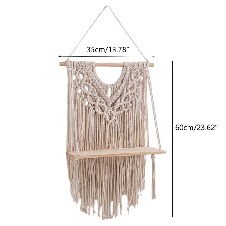 Handwoven Shelf Vintage Wall Organizer Bohemian Floating Shelf Home Decorations