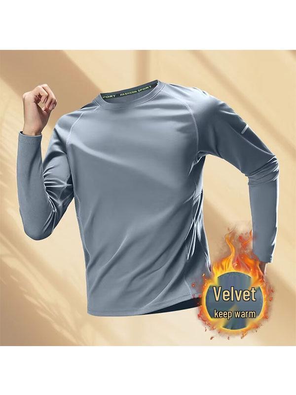 Men's Winter Quick-Dry Long-Sleeve Running T-Shirt - Warm Velvet Fitness & Mountaineering Top