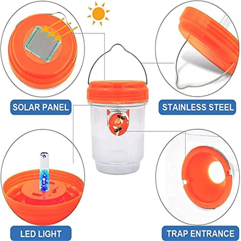 1 Çift Dış Mekan Yeniden Kullanılabilir Güneş Enerjili Asılabilir Yaban Arısı Tuzak Yakalayıcı Yaban Arıları Arılar Eşekarıları Avlamak İçin