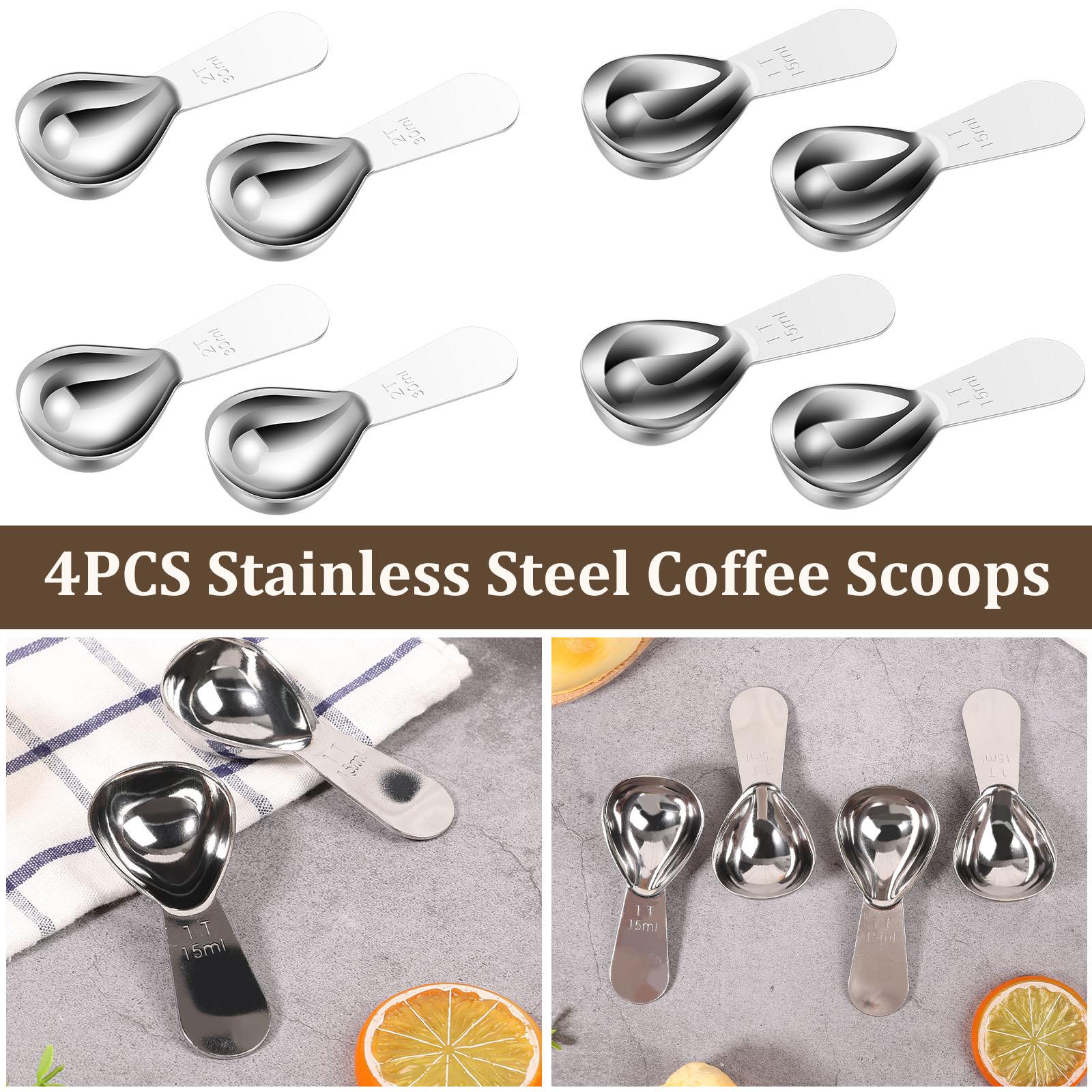 

4pcs Stainless Steel Coffee Measuring Spoons Multifunctional Measuring Scoop Durable Coffee Bean Tea Sugar Flour Spice Spoon Portable Home Barista Kit 15 ML