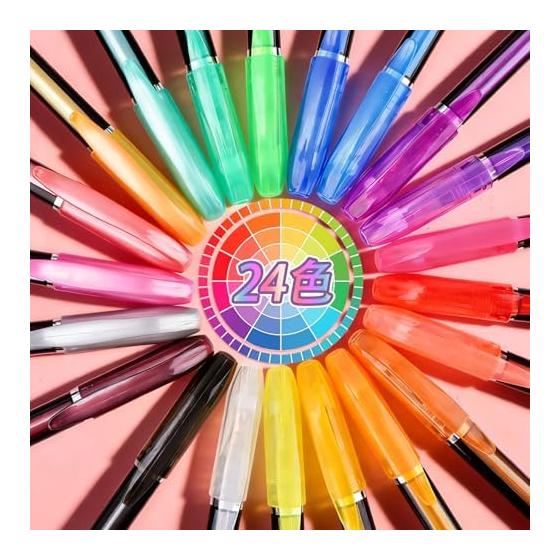 DUULEMANG 24 Colors Glitter Gel Pens Set, Water-Based Gel Pens for Coloring Books, DIY Crafts, Journals, Kids, Sketching, Doodling