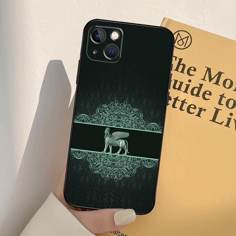 Lamassu Assyrian Winged Bull Phone Case For iPhone 16 15 14 Pro Max Plus 12 11 13 Pro Max 12 Mini 13 Mini Cover
