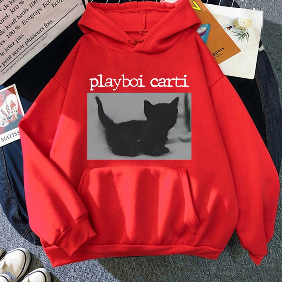 Playboi Carti Extra Large Hip Hop Men'S Women'S Hoodies Cute Harajuku Cat Printed Hoodies Street Fashion Rap Couple'S Hoodies