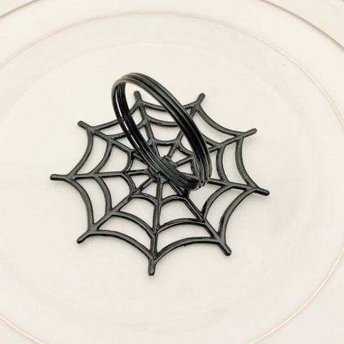LEDMOMO 6-Piece Spider Web Napkin Rings, Halloween Napkin Rings, Alloy Spider Net Napkin Holders, Halloween Table Decor ()