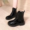 Women Autumn New Tooling Boots Lady Anti Slip Waterproof Lace Up Short Boots Students Casual Thick Heel Knight Boots