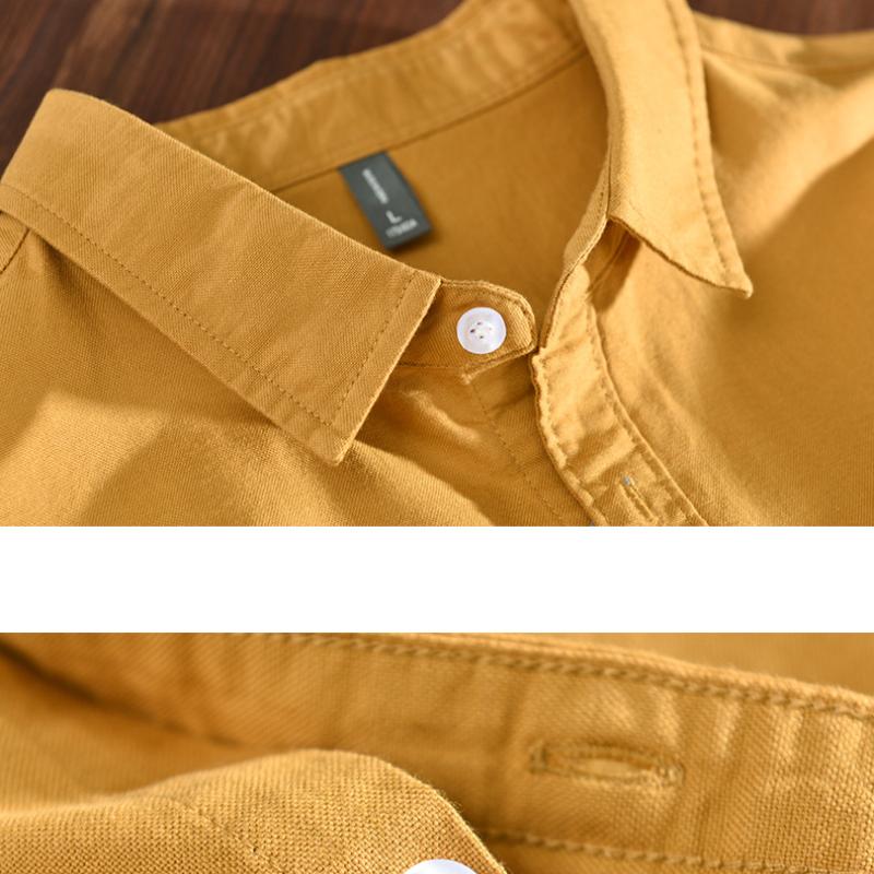 Classical Pure Cotton Men Shirt Spring and Summer Daily Casual Long Sleeve Soid Color Soft and Comfortable Shirt Simple Style Men Clothing