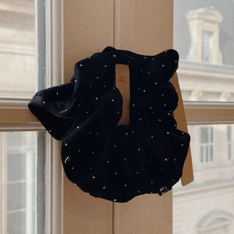 oar Silver Dot Satin Wide Scruchie [Choose 1 of 3 colors]