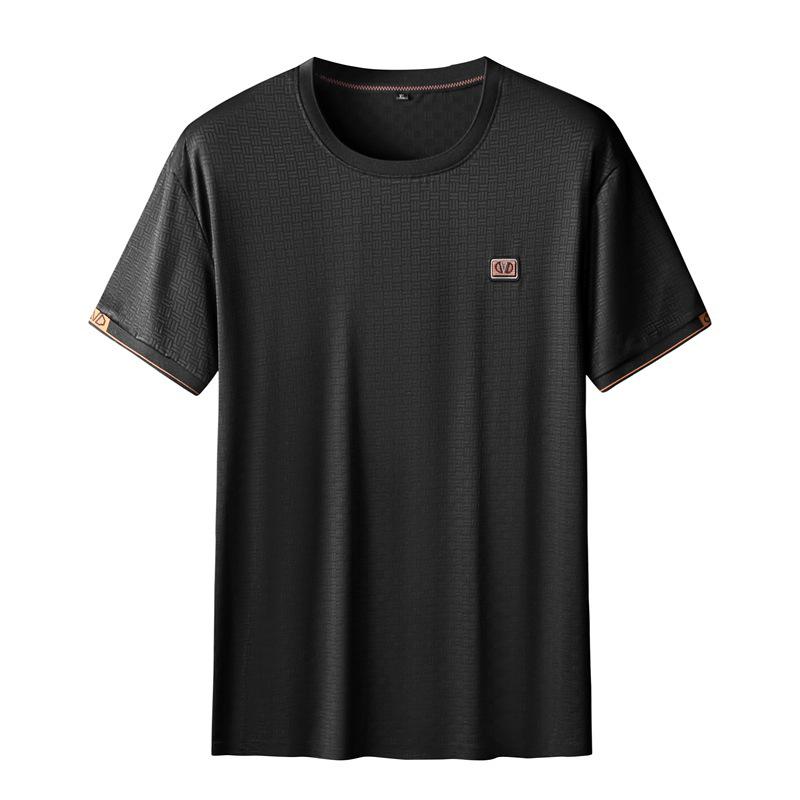 Men's Plus Size Ice Silk Short Sleeve Round Neck T-shirt - Lightweight Summer Casual Loose Fit