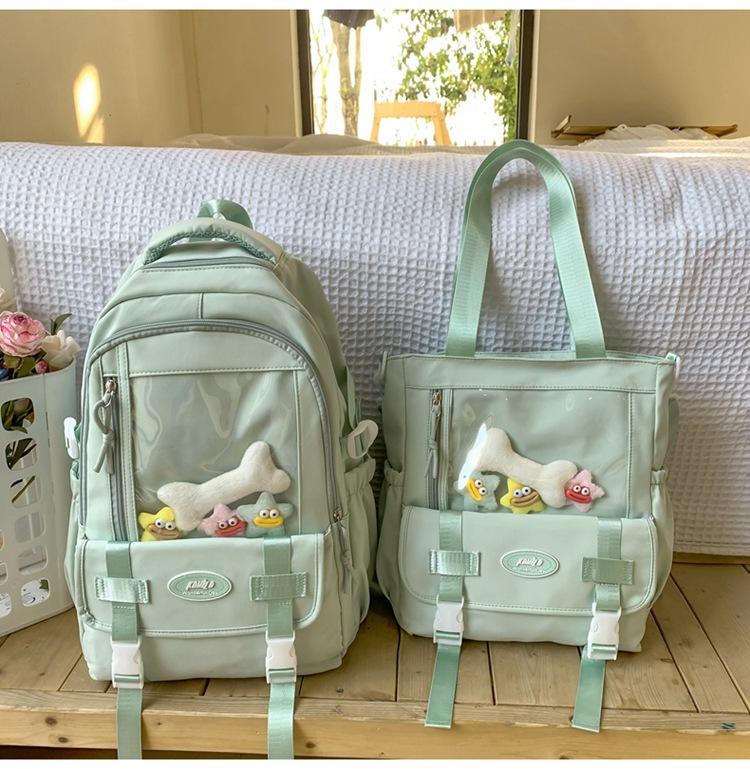 Schoolbag School Bag Women's Large Capacity Burger Transparent Floor High School Student Junior High School Girl High Value Large Capacity Backpack