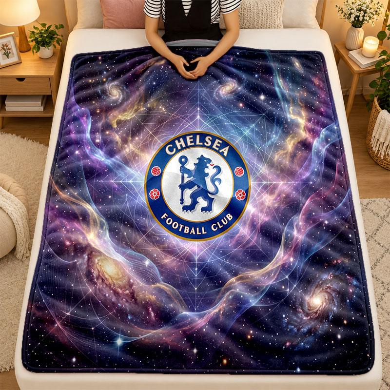 Flannel BlanketChelsea FC Warm Soft Throw Blanket for Indoor Sofa Bed Living Room Use