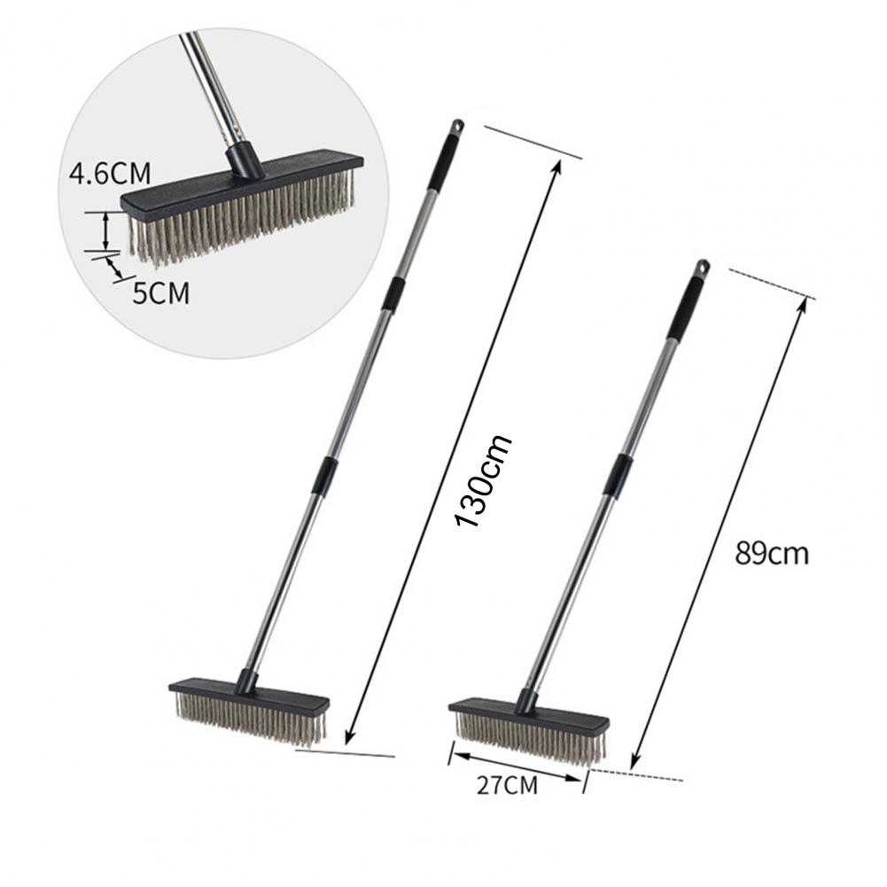 Outdoor Cleaning Brush 50 Degree Ergonomic Angle Deck Brush Stainless Steel Handle Wide Coverage Scrubbing Tool