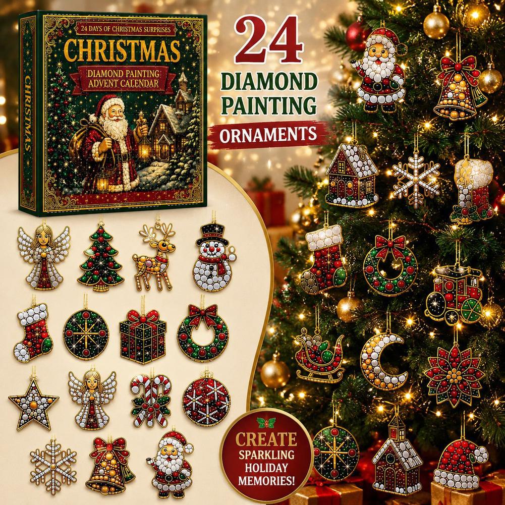 Christmas Diamond Painting Ornament Advent Calendar 24 Day Countdown Blind Box Hanging Pendant Festival Decor Gift DIY Craft Toy