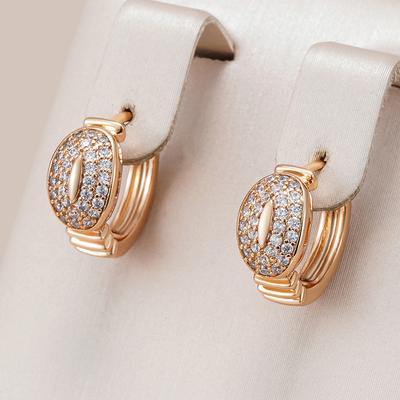 New Fashion Shiny Natural Zircon Hoop Earrings For Women Fine  Rose Gold Color Wedding Party Fine Jewelry Girls Gift