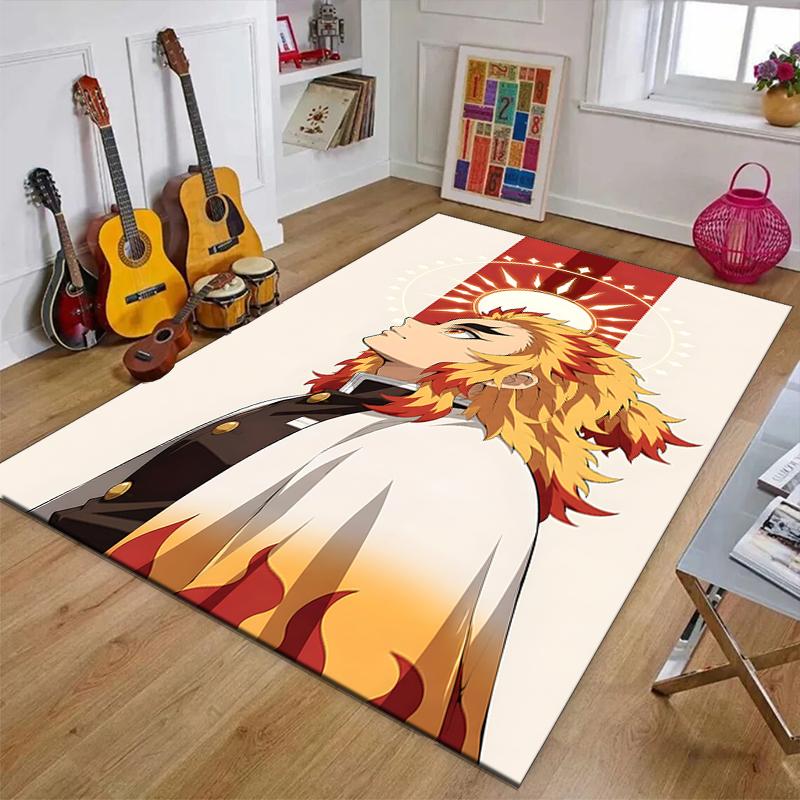 Rengoku Kyoujurou Polyester Carpet, Soft Indoor Mat for Office Chair, Living Room, Computer Desk - Decorative Home Office Rug Design