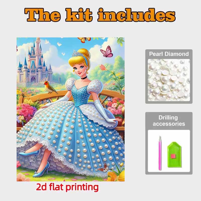 Disney Pearl Painting Set Cinderella in The Garden Exquisite and Sparkling Artwork Perfect for Home Wall Decoration and Handmade Gifts