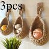 3pcs Bohemian Lace Wall Hanging Baskets - Light Brown Fabric Storage Hooks for Kitchen, Garlic & Onion Racks, Home & Restaurant Decorative Shelves
