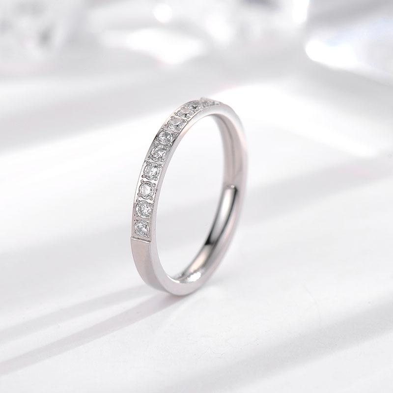 

Elegant Micro Diamond Titanium Ring 18k Rose Gold Plated Unisex Matching Couple Jewelry Gift US size 10