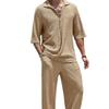 Set casual da uomo due pezzi Estate Rilassato Comodo Collo a revers Mezza manica Abito Pantalone