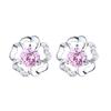 Japanese And Korean Temperament Earrings Women'S Plum Blossom Zircon Stud Earrings Fashion Plated Real Gold Flower Jewelry High Sense