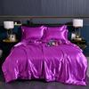 Nordic Satin Silk Bedding Set with Duvet Cover Bed Sheet Pillowcases Luxury Solid Single Double Couple Pillow Case Bedsheet