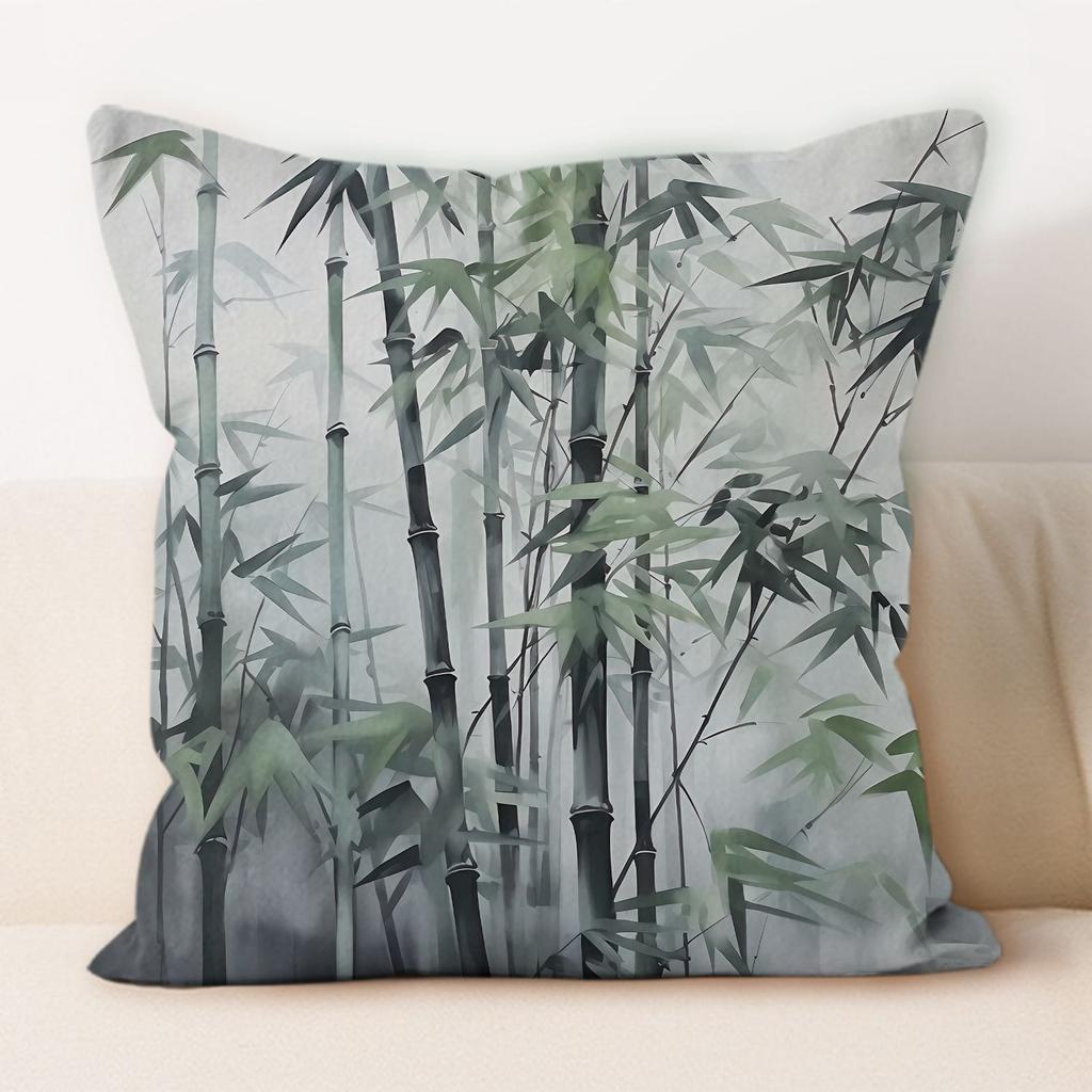Traditional Chinese Ink And Bamboo Pillowcase, Suitable For Home Sofa Decoration, Living Room, Dormitory