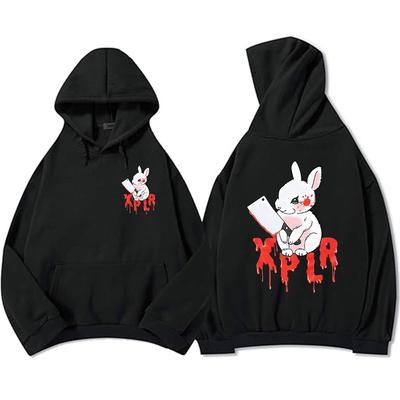 Rabbit Xplr-r סם וקולבי קפוצ'ונים Streetwear יוניסקס היפ הופ סווטשירט חורף עם קפוצ'ון גרפי עם שרוולים ארוכים