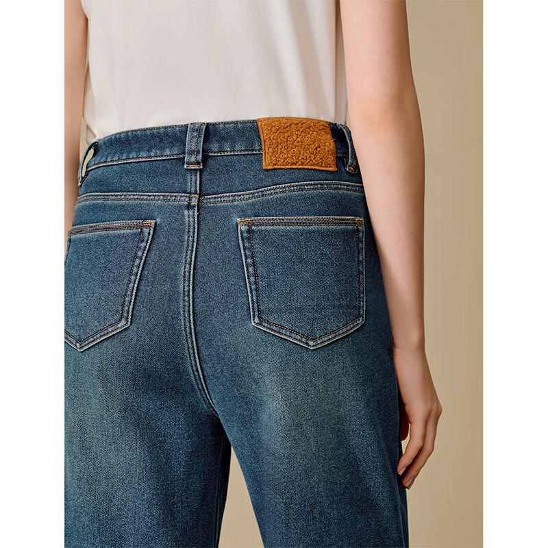 INMAN Fleece-Lined Washed Wide-Leg Denim Jeans