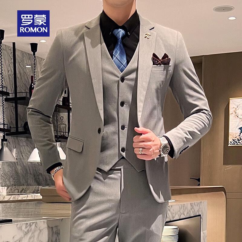 ROMON Men's Slim-Fit Business Formal Suit