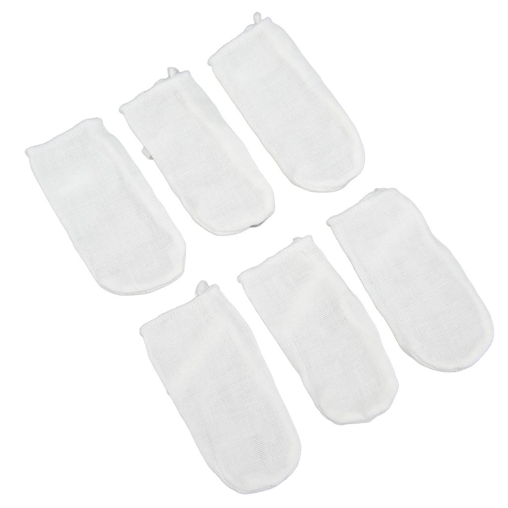 6pcs Baby Teeth Cleaning Gauze Finger Cover Milk Stain Removal Soft Hygiene Ring Buckle Oral Tongue Cleaner