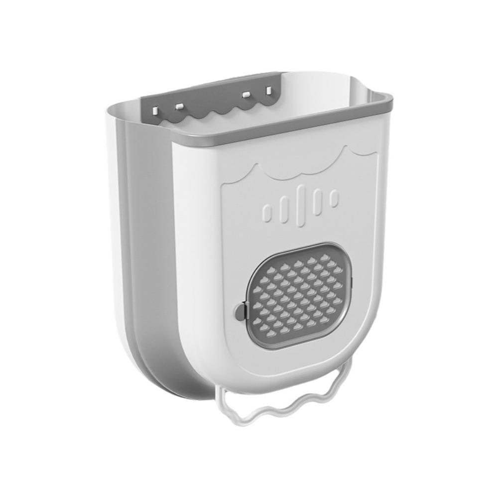Space Saving Wall-Mounted Trash Bin Plastic Hands-Free Foldable Storage Bin Thickened Large Capacity No-Bending Trash Can